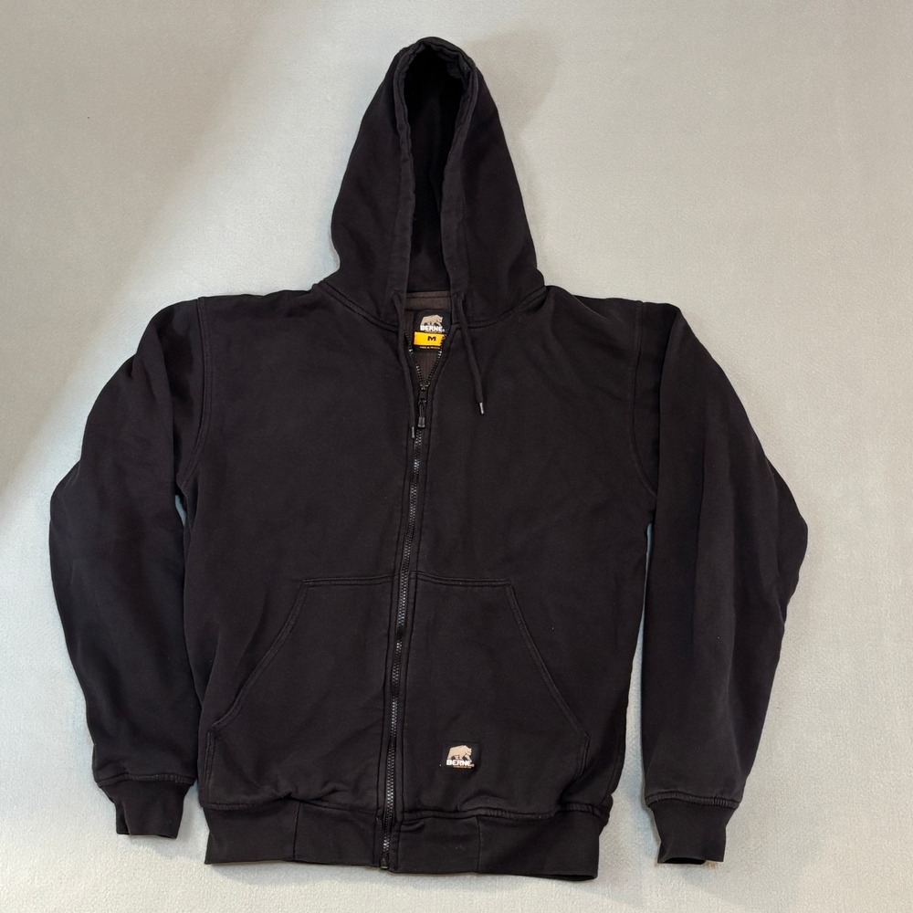 Berne Workwear Mens Black Thermal Lined Full Zip Hoodie Jacket SZ101BK Medium